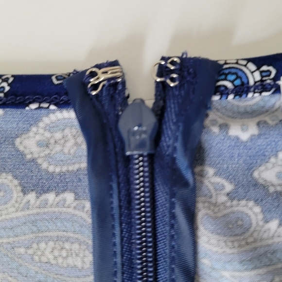 Michael Kors Blue Paisley Long Sleeve Flare Career Wear Office Dress - Picture 7 of 10